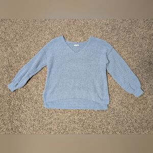 Blue V-Neck Women's Sweater